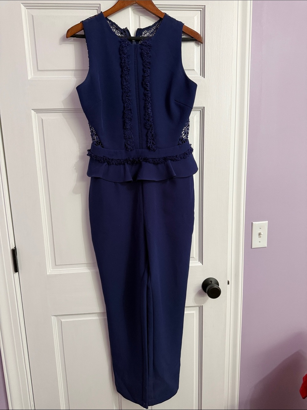 Sleeveless Navy Peplum Jumpsuit